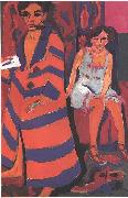 Ernst Ludwig Kirchner Selfportrait with model Germany oil painting artist